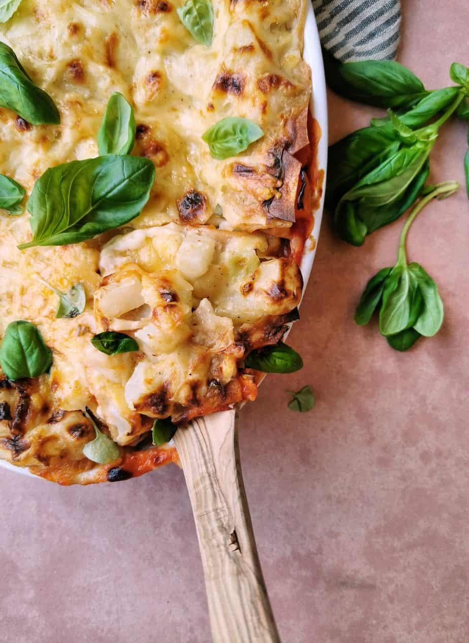 Lasagne met koolrabi en paprika