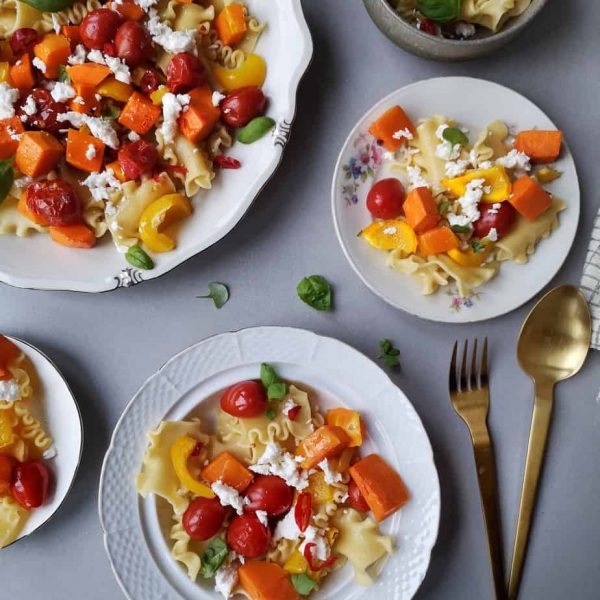 Pasta met gegrilde winter groenten