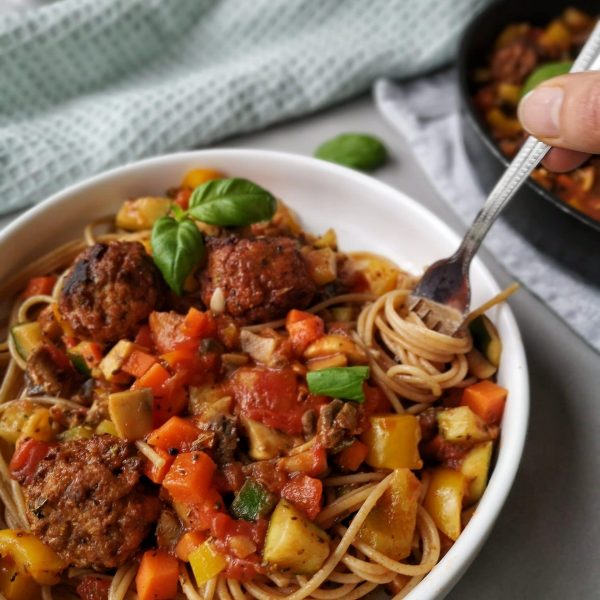 Vegetarische spaghetti meatballs