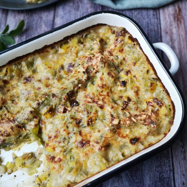 Vegetarische lasagne met prei