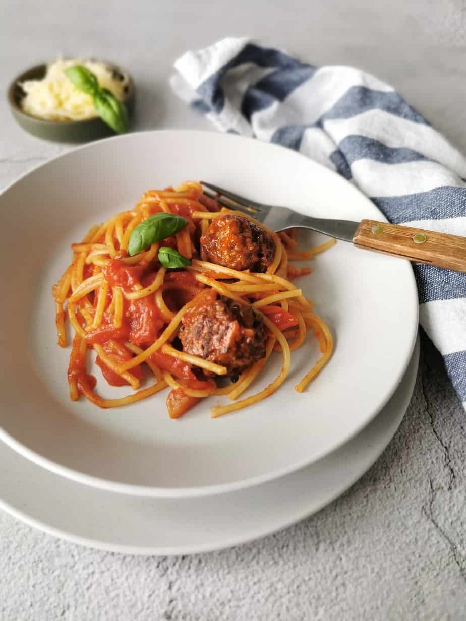 Vegetarische spaghetti meatballs