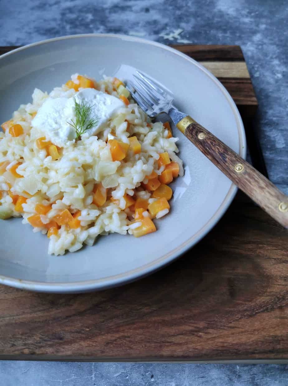 Vegetarische risotto met wortel