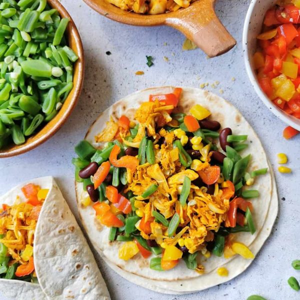 Wraps met jackfruit mais en kidneybonen