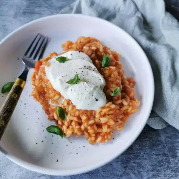 Risotto met gegrilde paprika en buffel mozzarella