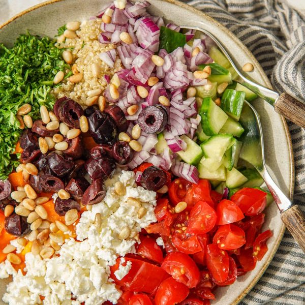 Recept voor Griekse maaltijdsalade met quinoa