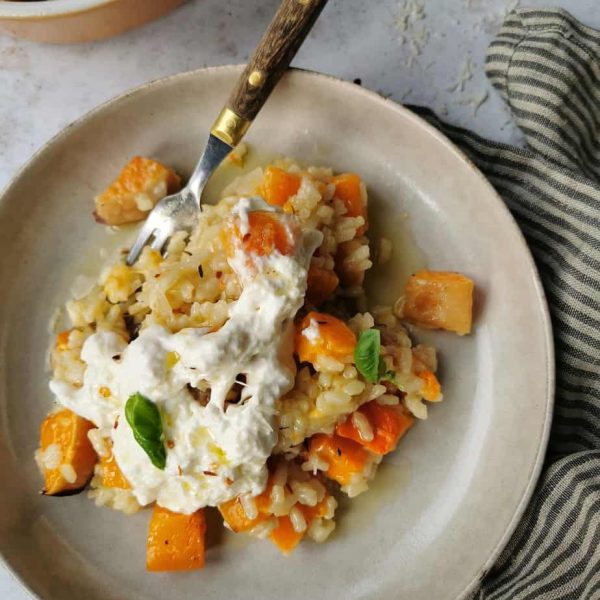 Lekkerste vegetarische risotto pompoen mozzarella