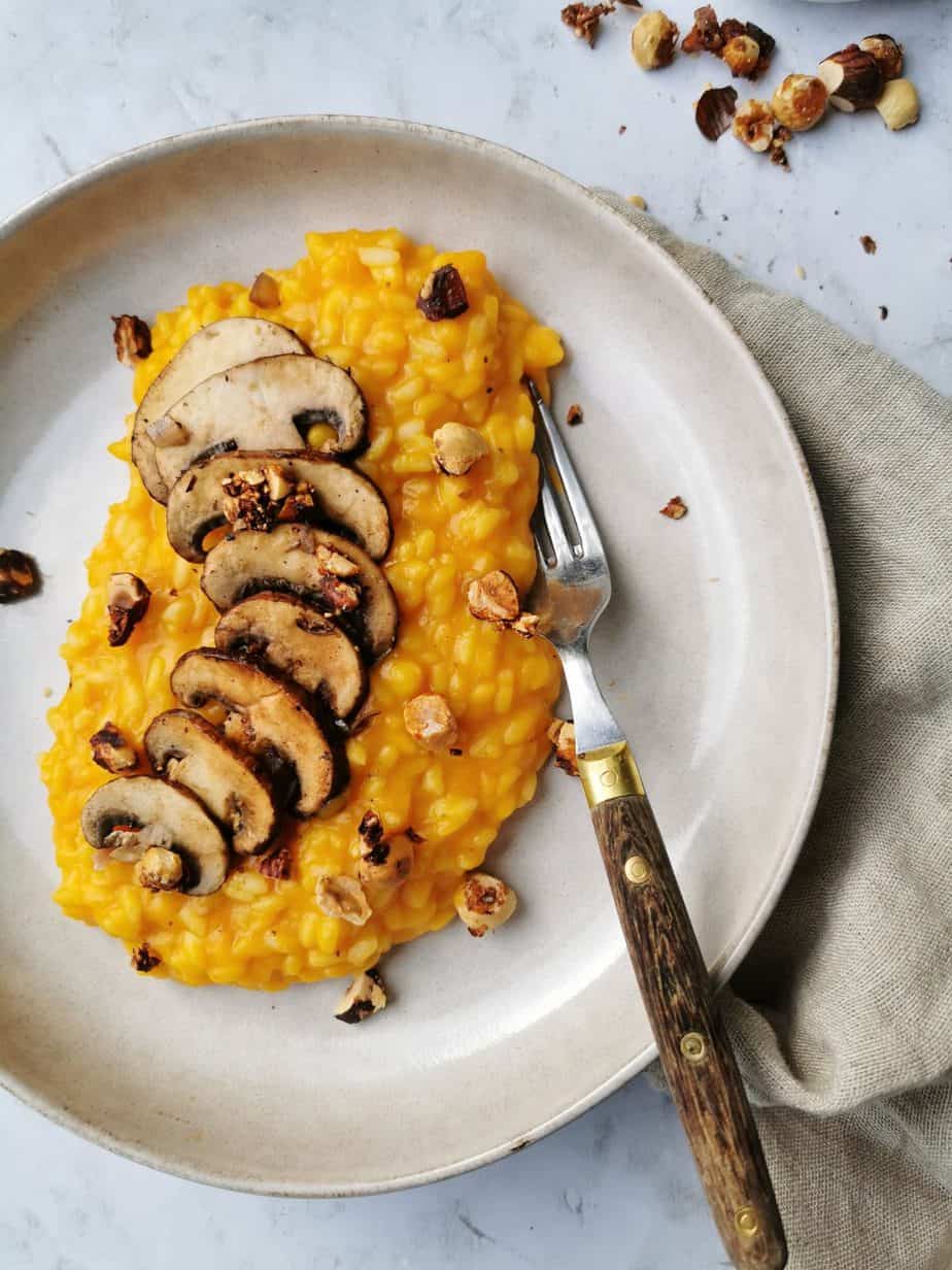 Vegan pompoen risotto met paddenstoelen Foxilicious Hoofdgerecht