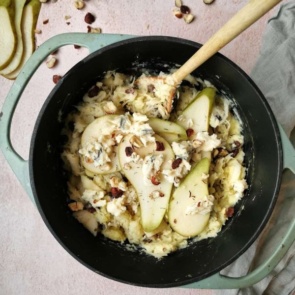 Vegetarische stamppot met zuurkool ovenschotel