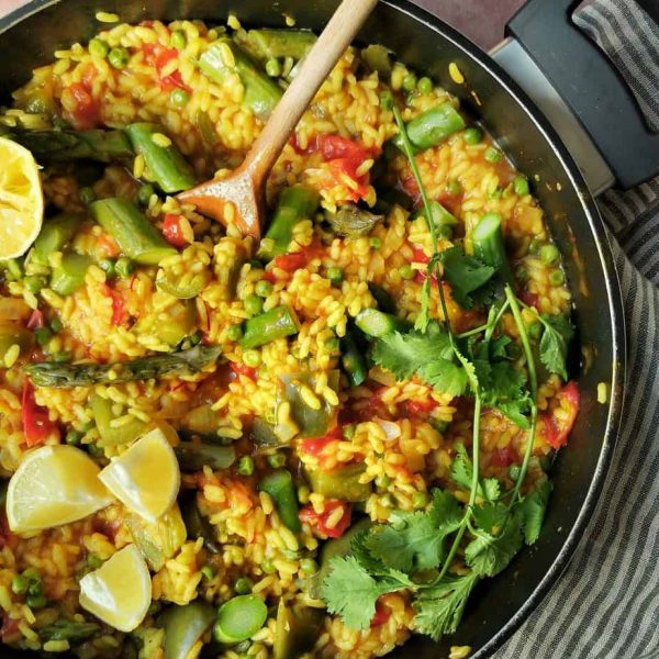 Vegetarische paella zonder vis