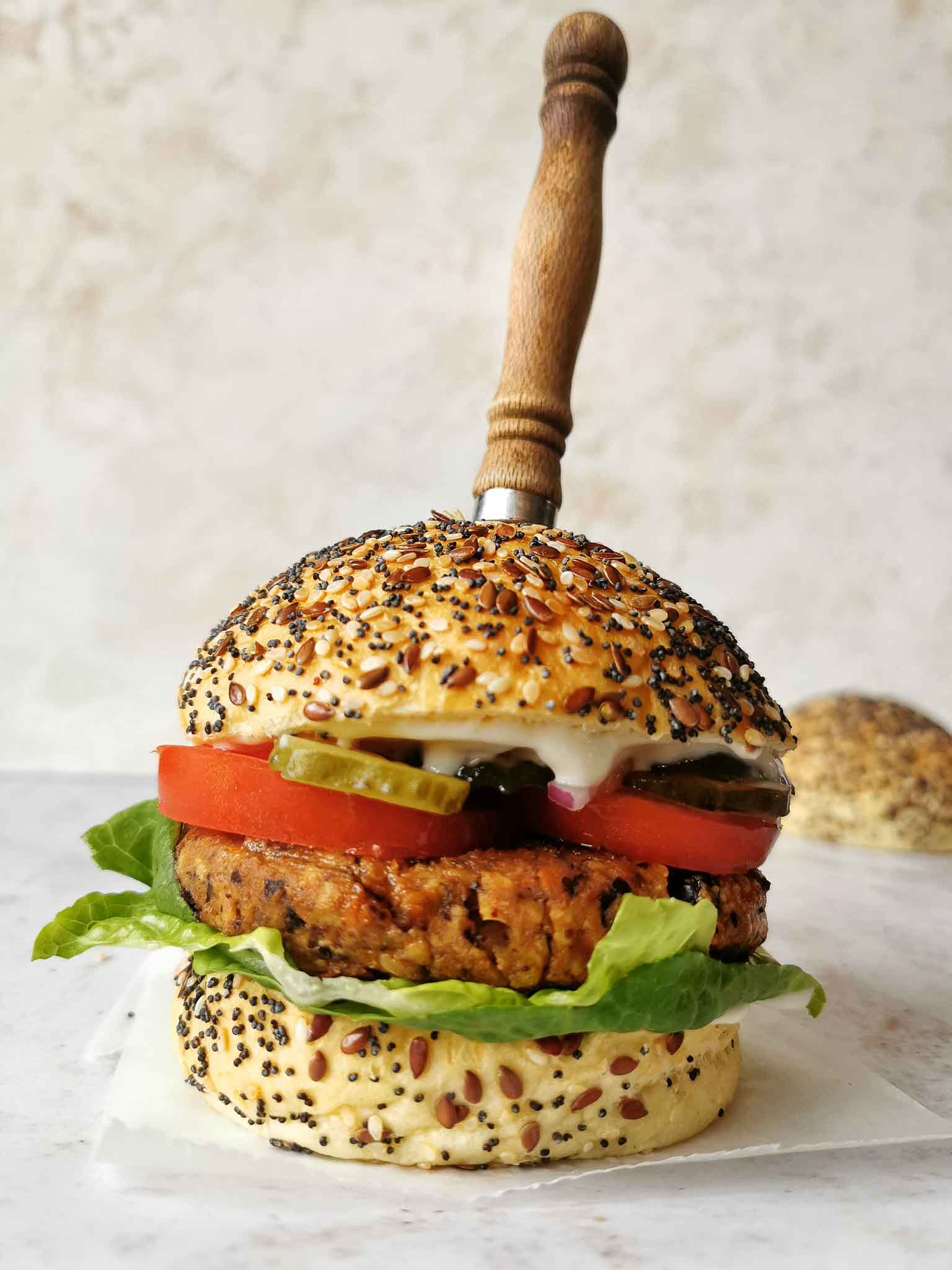 Vegan Tempeh Burger Met Zwarte Boon