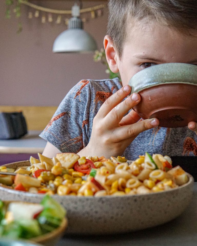 Kidsproof vegetarische pastasalade