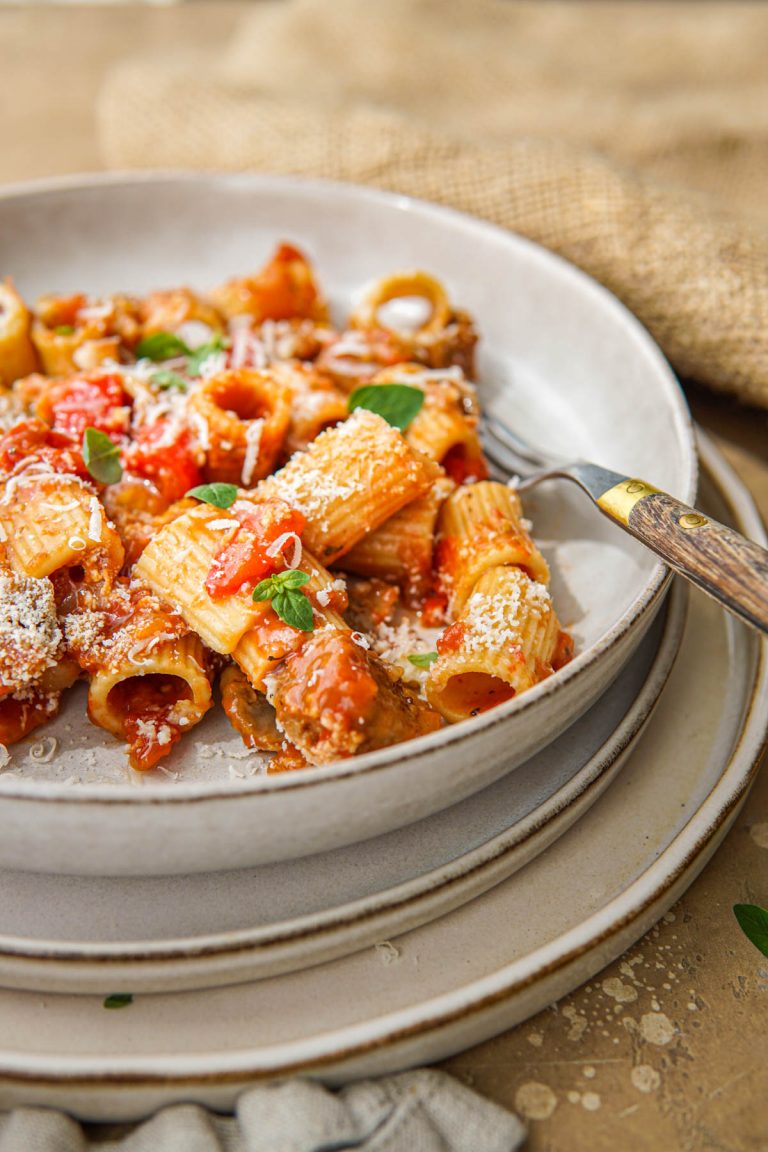 Recept voor vega pasta rode saus met balletjes