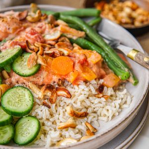 Vegetarisch recept met rijst, tomaat en boursin
