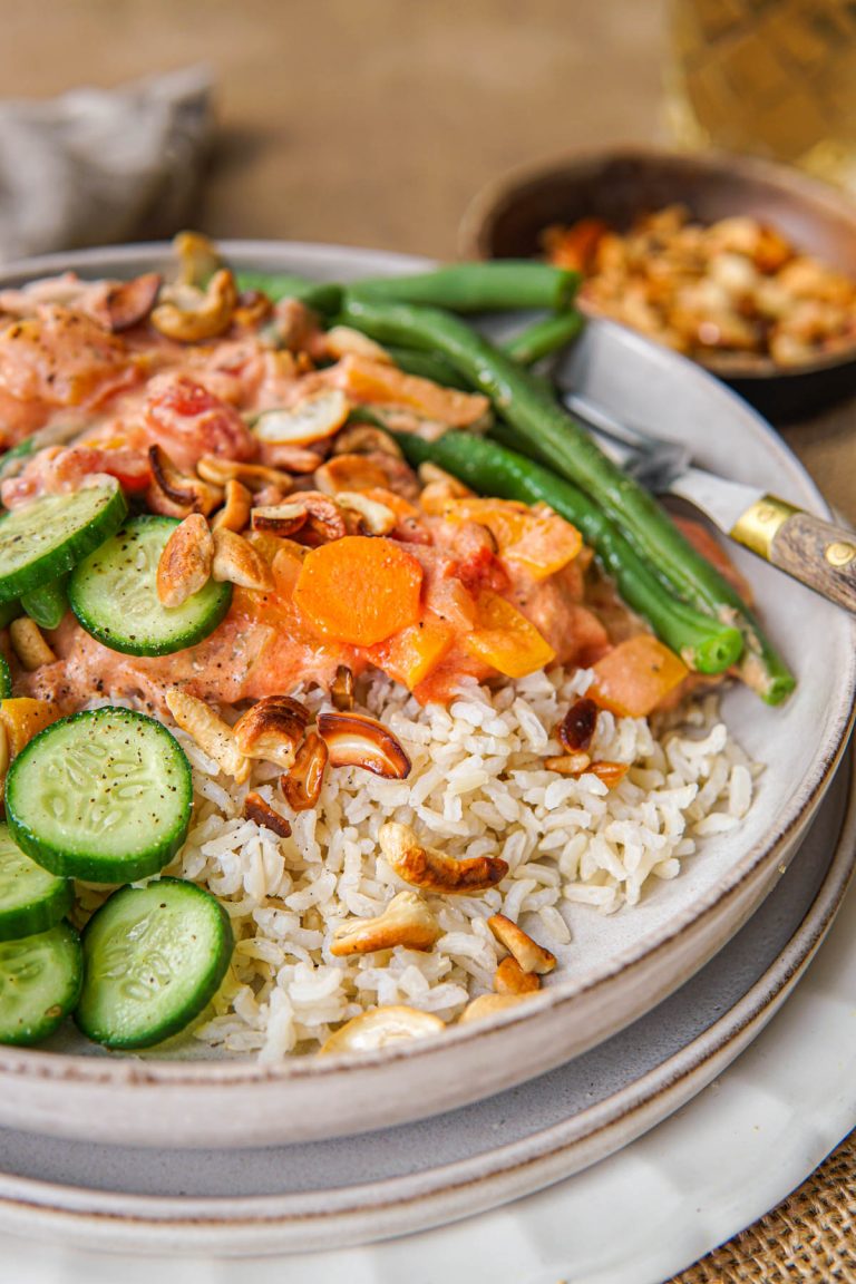 Vegetarisch recept met rijst, tomaat en boursin